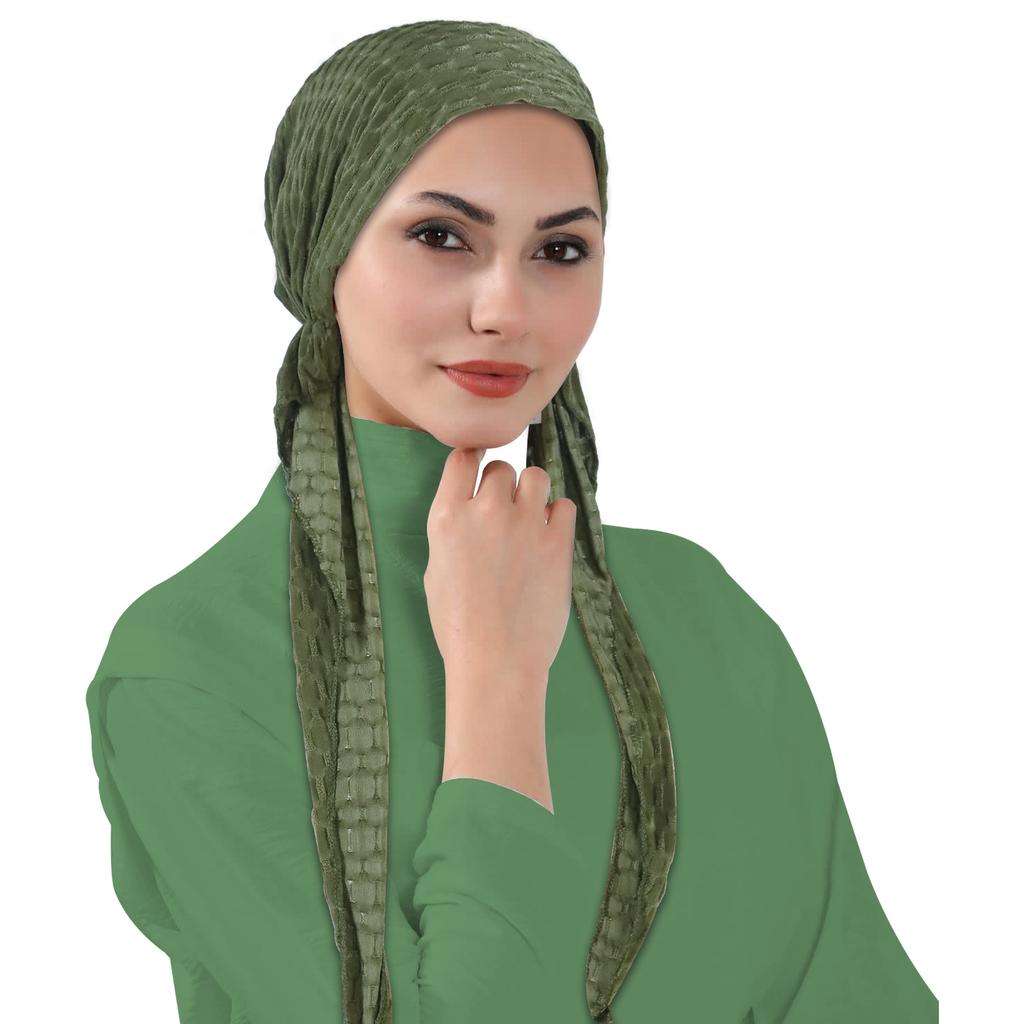 Solid Color Long Tail Turban Hat for Women