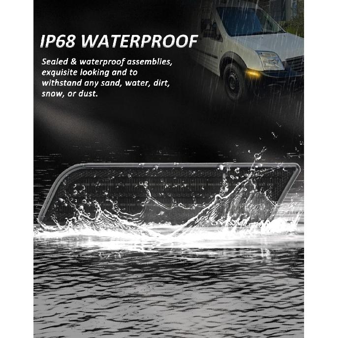 Bestview Side Marker Light Assembly Compatible for Fo-rd Transit Connect 2010-2013, Amber Front Fender Bumper Lamps, Smoked Lens 2PCS