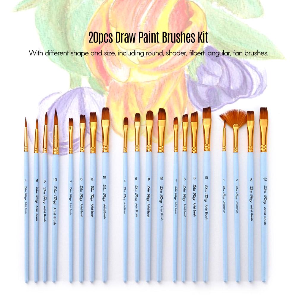 10-teiliges Künstlerpinsel-Set – 5 Runde & 5 Flache Pinsel, Nylonborsten, Für Öl, Acryl, Aquarell & Mehr