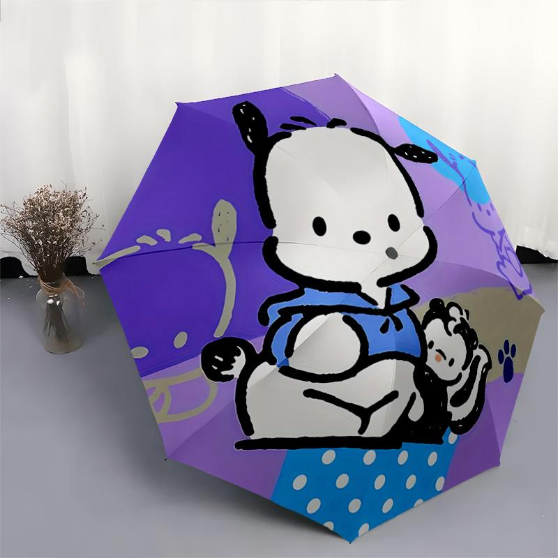 1pc Automatic Opening/Closing Umbrella with Cute Cartoon Print - Portable Three-Fold Design, 8-Bone Iron Frame Outdoor Umbrella, Ideal Gift for Fans,