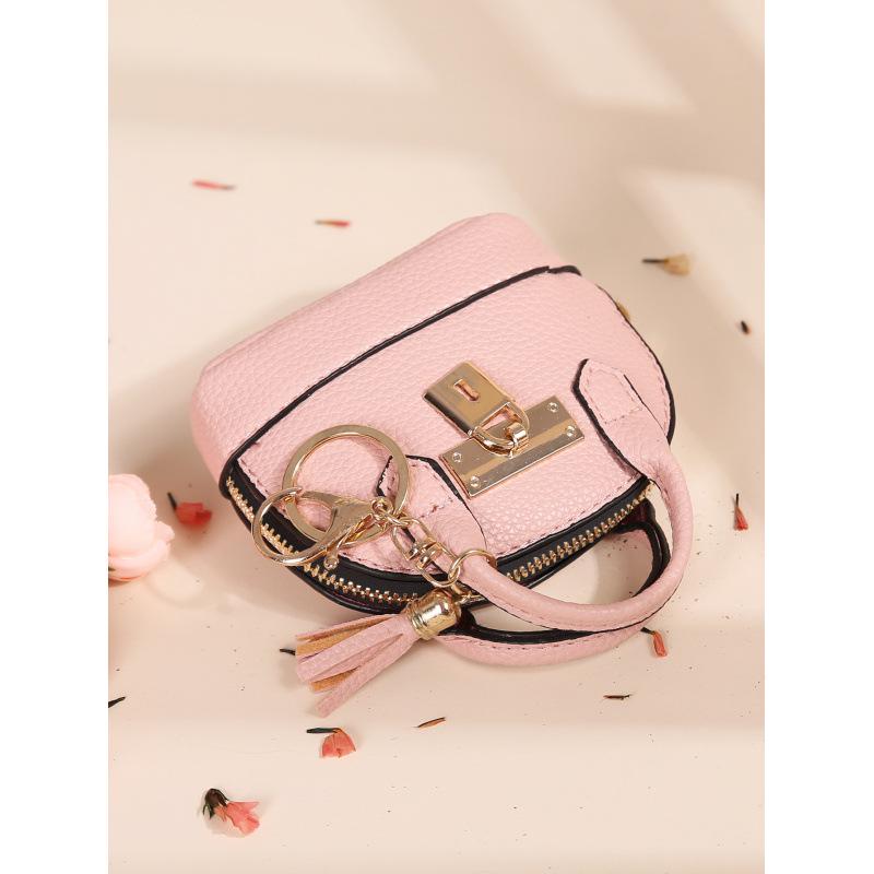 Chic Mini Coin Purse with Keychain - Korean Style