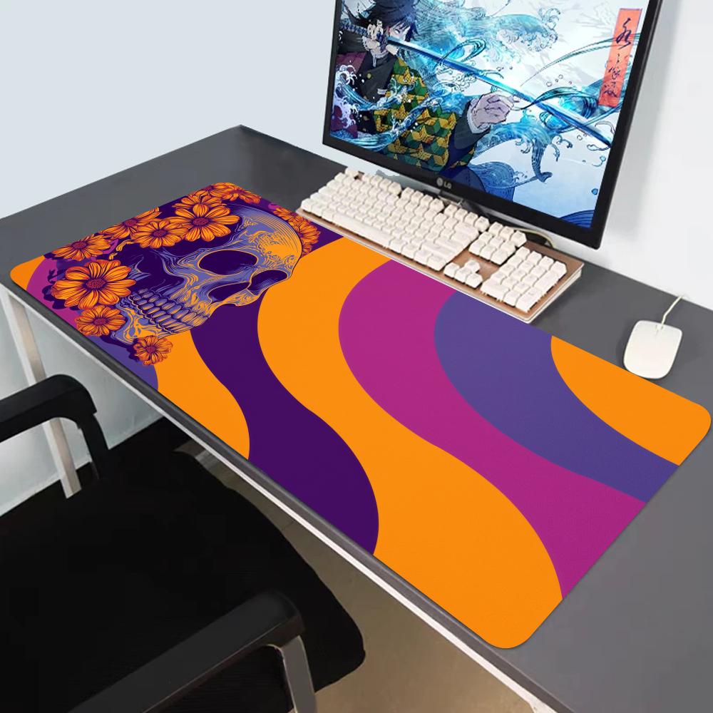Sugar Skull Floral Deskmat Mexican Day of The Dead Mouse Pad Large Dia De Los Muertos Notepad Colorful Calavera Pattern Mousepad 600x300x2mm