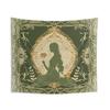 Peach Skin Tapestry Green Gold Vintage Woman Silhouette Lotus Floral Wall Hanging Boho Yoga Room Decor for Bedroom Living Room