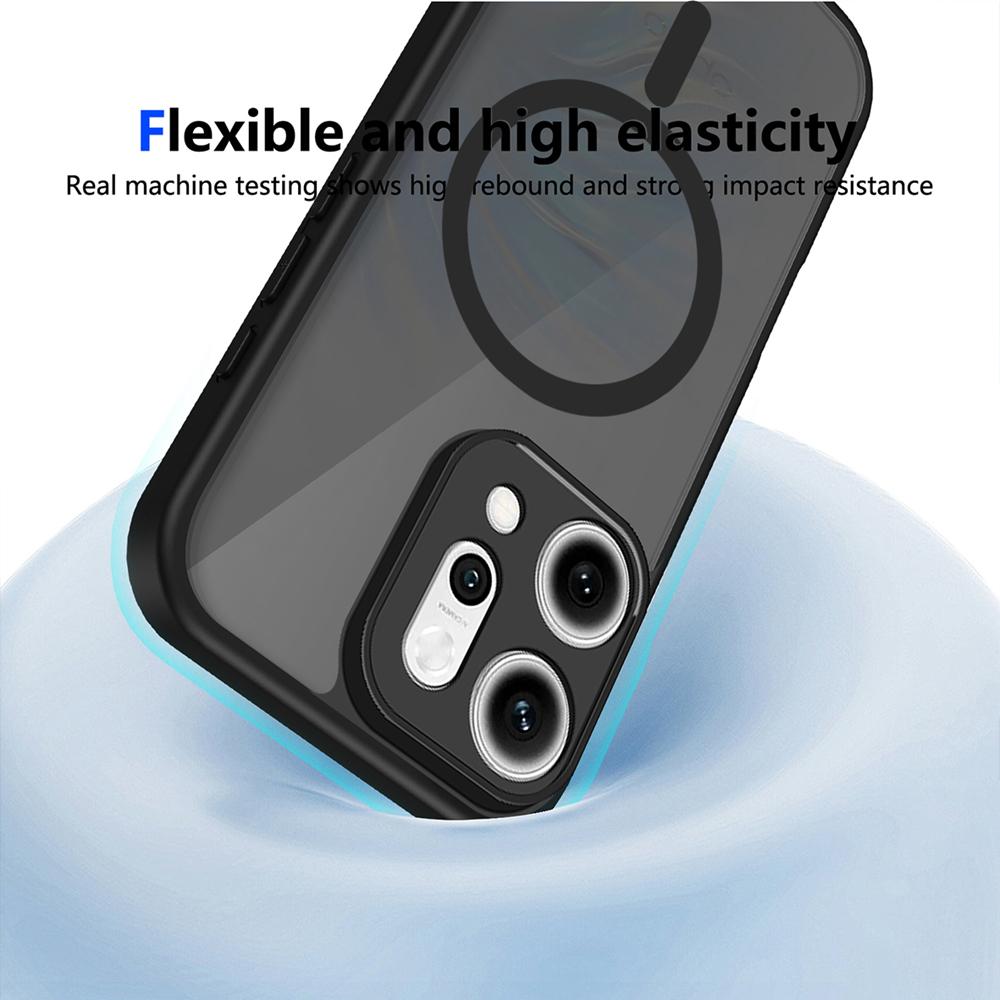 KEYSION Magnetic Phone Case for OPPO Reno 14 Pro 5G Silicone+PC Matte Translucent Clear Shockproof Cover for OPPO Reno14 F 5G