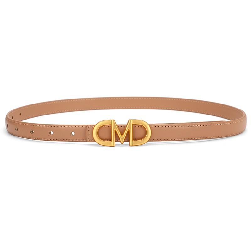 Womens Slim Leather Belt With M-Shape Alloy Buckle Casual Office Jeans Skirt Waistband
