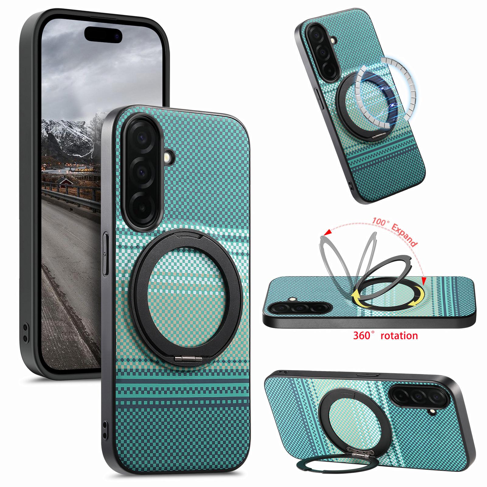

360 Rotating Bracket Magnetic Braided Texture Tou Pc Case For Samsung S26 Ultra S25 Plus Edge Shockproof Slim Practical Cover Galaxy S25 зелёный