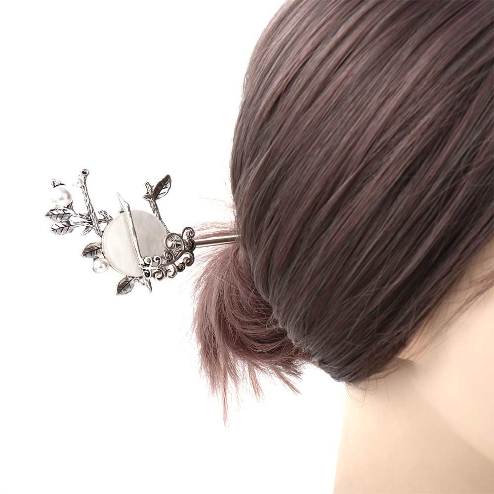 Style Pearl Hanfu Headwear Ladies Women Hair Fork Hair Accessories Moon Hair Stick Pearl Hairpins