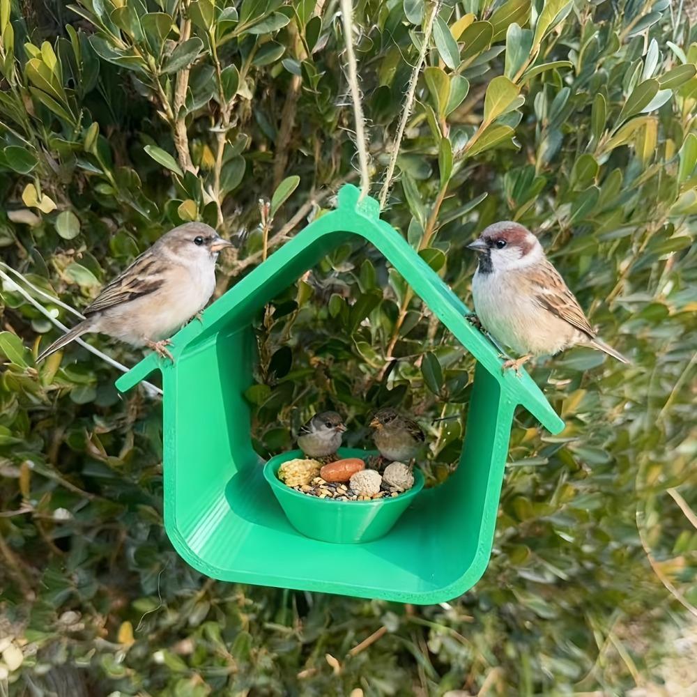 

Weatherproof Hanging Bird Feeder with Feeding Bowl Wild Bird Habitat Bird Food Dispenser Terrace зелений