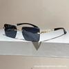 Square frameless sunglasses men's European and American trends leopard head zinc alloy fashion glasses sunglasses spot