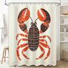 Stylish Lobster Shower Curtain for Bathroom Decor Orange Black Print Design, Waterproof Fabric for Wet Areas Size 72x84 inches A