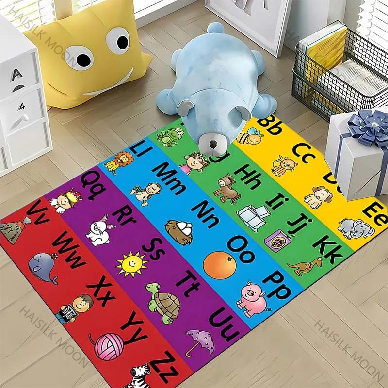 Tapete 3D ABC para Quarto de Crianças, Tapetes Infantis ABC para Chão, Tapete de Brincar com Alfabeto Tapetes Infantis Elementares Pré-escolares com Ilustrações de Animais