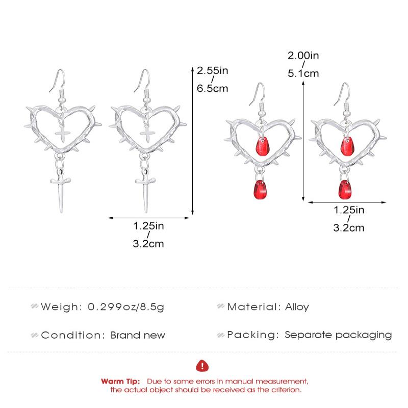 1 Pair Of Retro Gothic Style Thorn Heart Design Earrings, Heart-Shaped Earrings With Spikes, Neutral Earrings Holiday Party Gift