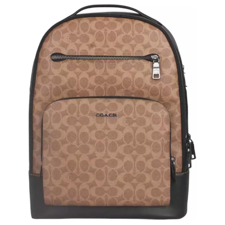 

Coach 32 Classic Logo Monogram Zip Closure PVC Backpack Large Men Backpack Khaki Black CV919-QBNRX Basic Set (Bag+Dust Bag)