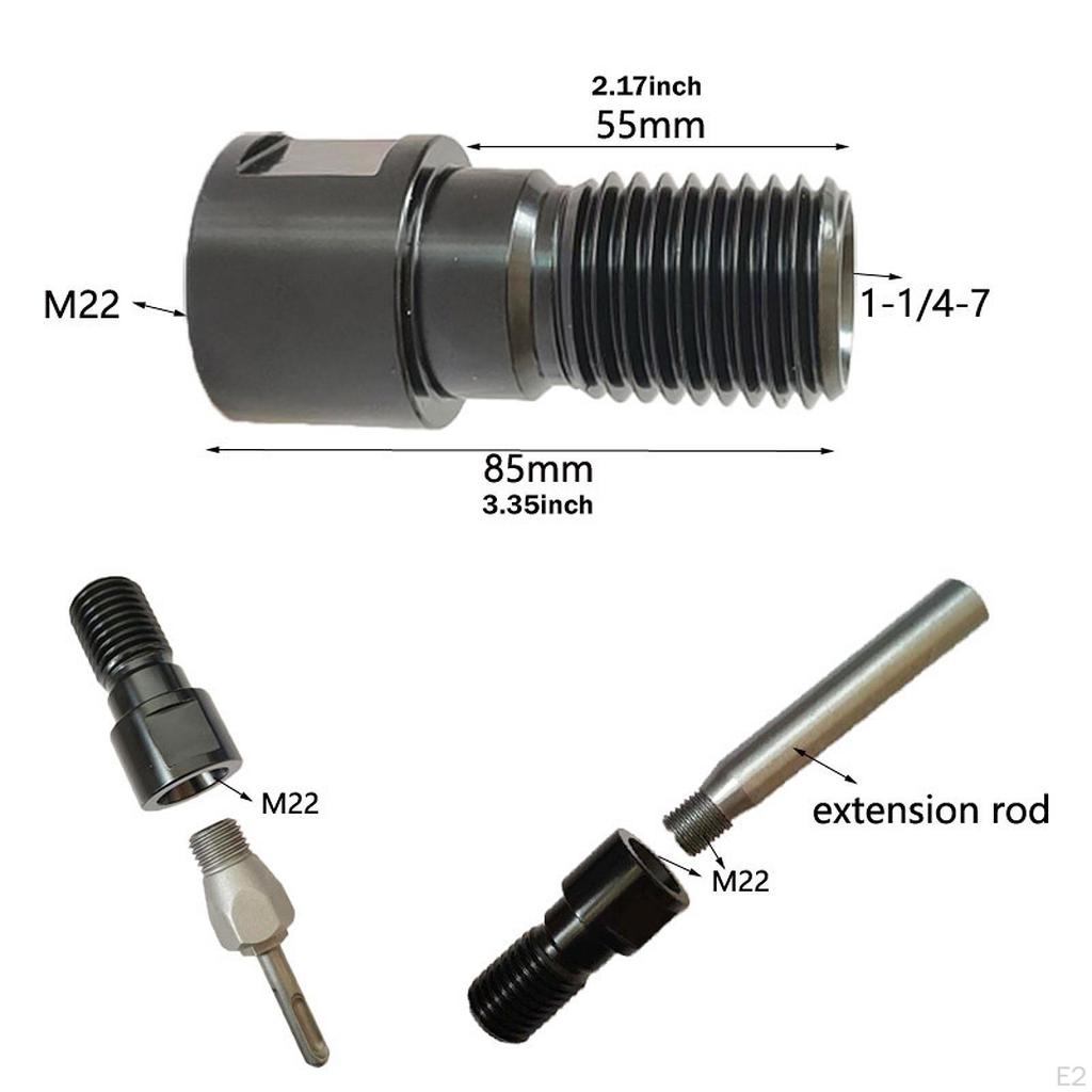 Core Drill Adapter,Conversion Connector M22 To 1-1/4-7 Hardware Convenient Easy Use Sturdy High
