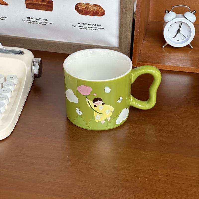 

ins cute niche girl ceramic mug with lid for girls birthday gift girlfriend souvenir gift box 401-500ml