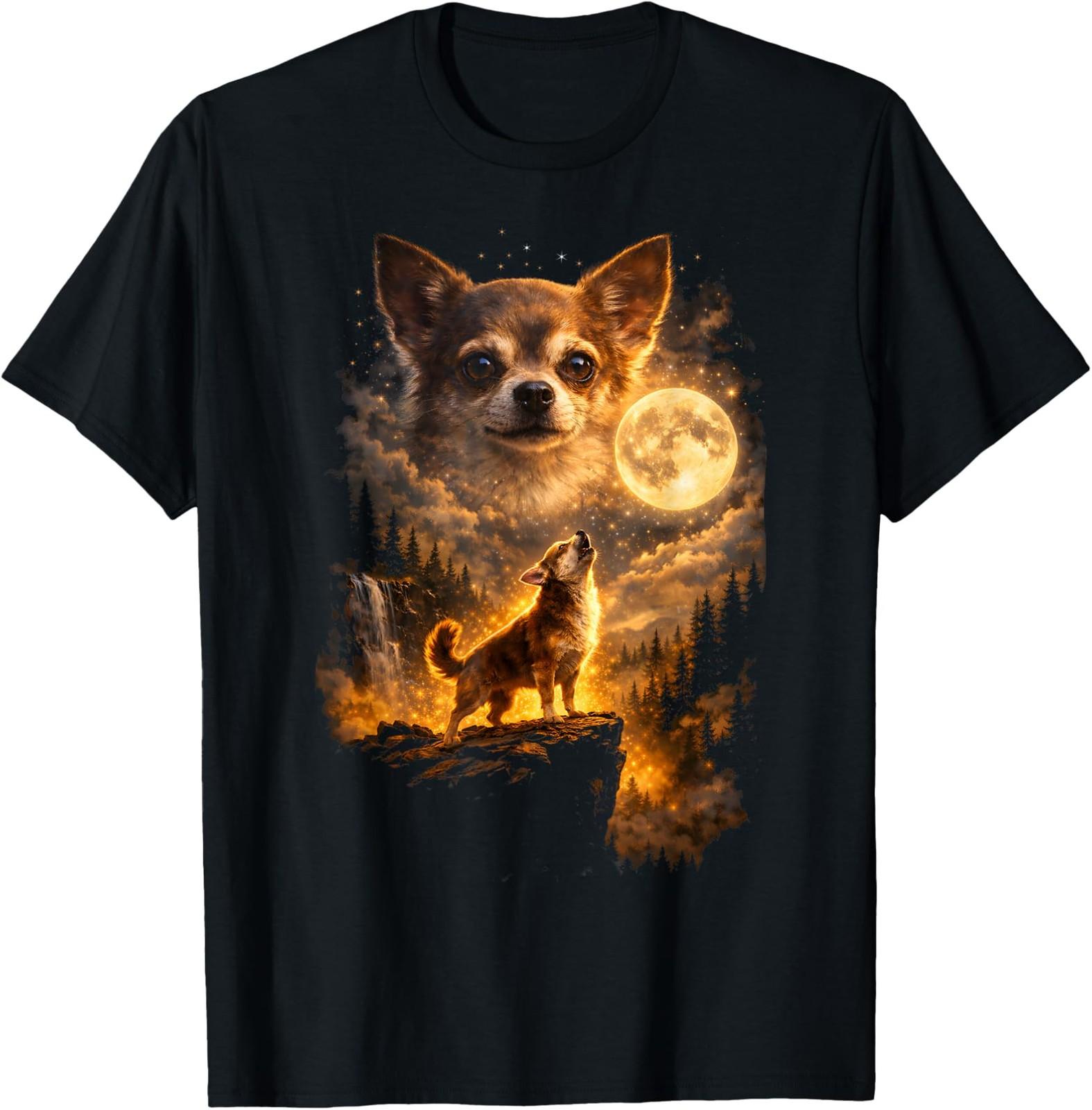 Chihuahua Howling to The Moon Funny T-Shirt Vintage Chihuahua Dog Tee Gift S-4XL S разноцветный