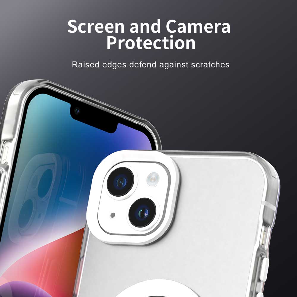 For iPhone 15 Plus/14 Plus Case Compatible with MagSafe Color Splicing IMD TPU+PET+PC Mobile Cover