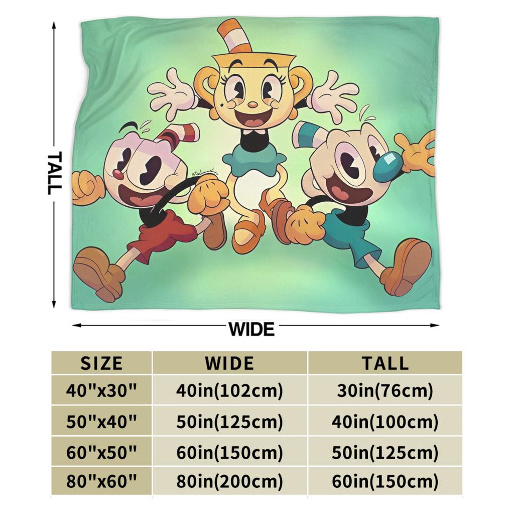 Soft Warm BlanketChild Camping Cupheads & Mugmans Bedding Throws Cartoon Flannel Bedspread For Bedroom Novelty Sofa Bed Cover