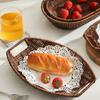 Imitation Rattan Tray Fruit Basket Bread Tray Deep Fried Food Tray 100pcs Lace Oil Absorbent Paper
