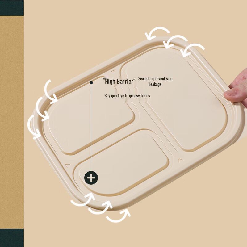 NHZHIW Biodegradable 3-Compartment Disposable Meal Box