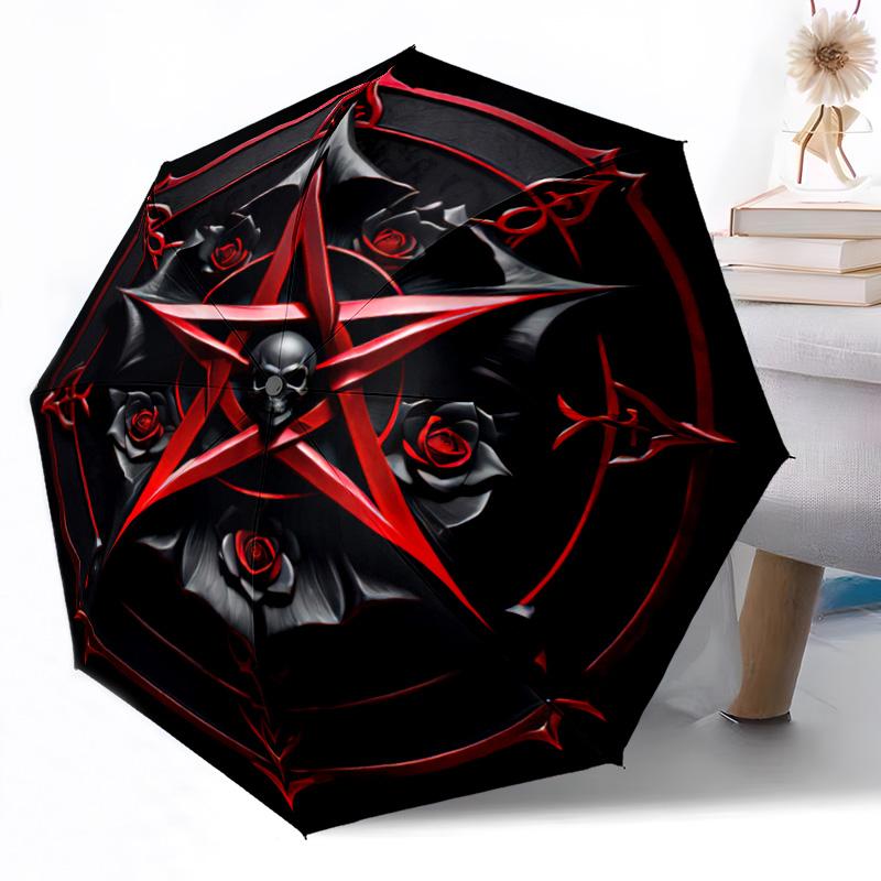 Pentagram and Moon Phases Mandala Outdoor Automatic Umbrella Retractable Design with 8-Rib Durability Lightweight Perfect Gift for Friends Family