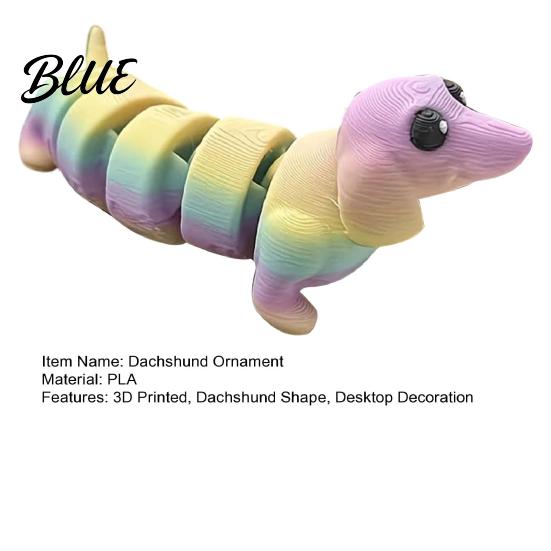Pet Desktop Decor 3D Printed Dachshund Figurine Articulated Dog Fidget Toy