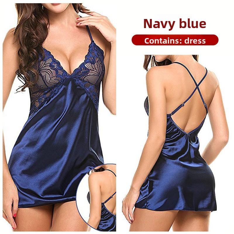 Damen Sexy Ärmelloses Rückenfreies Nachthemd mit Überkreuztem Rückendesign