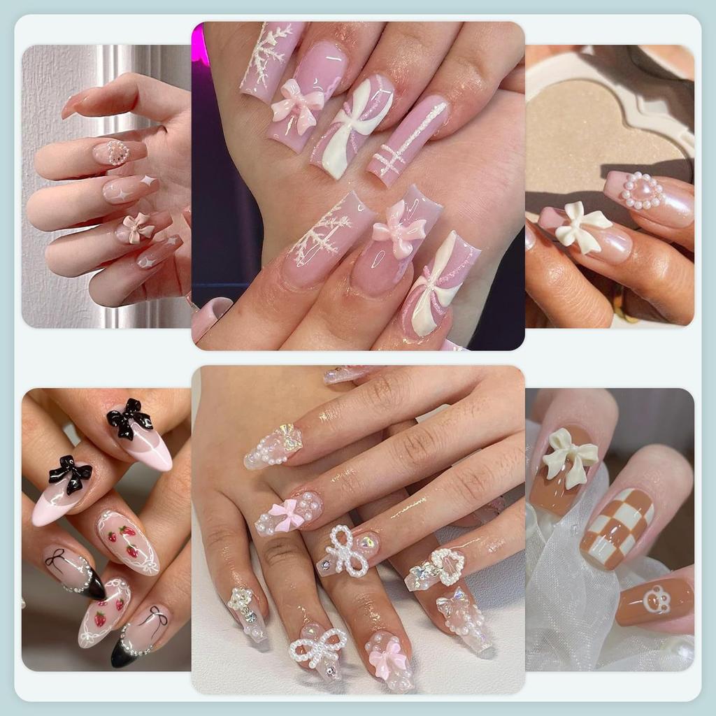 1Box Ribbon Bow/Pearl/Heart/Star Rhinestones Nails Decoration Parts 3D Gems Stone DIY Korean Manicure Designs Jewelry Accessorie