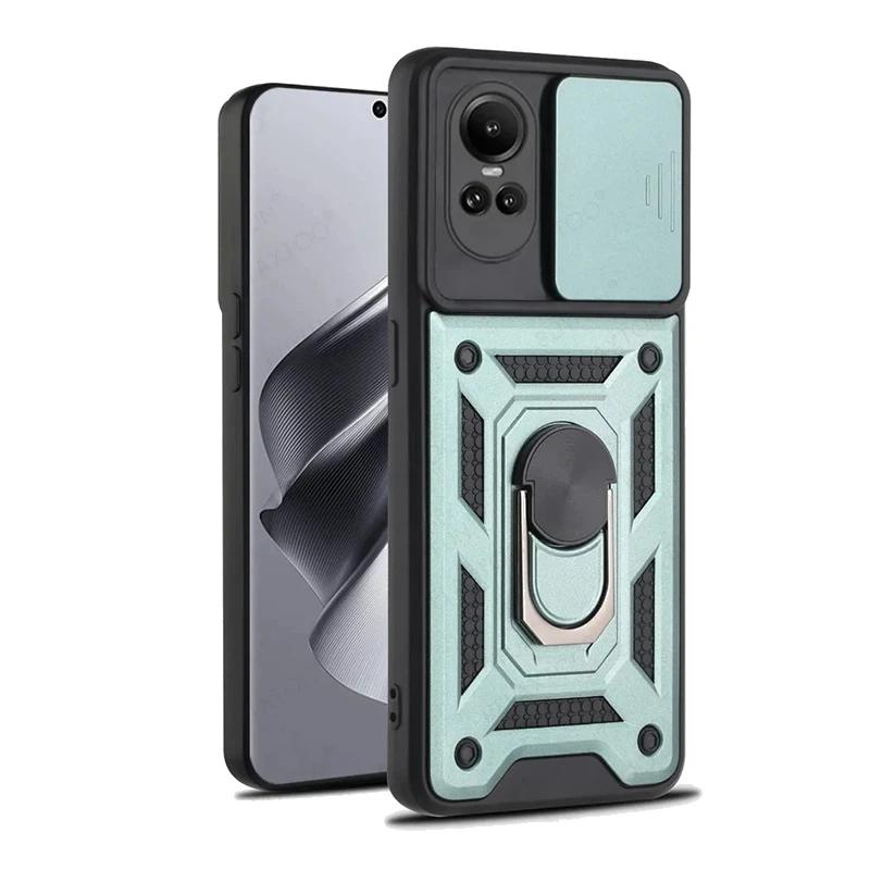 Armor Case For OPPO Reno 10 5G Reno10 Pro Reno 8T 7 6 5 Lite Cover Lens Protection With Ring Magnetic Holder Coque Fundas