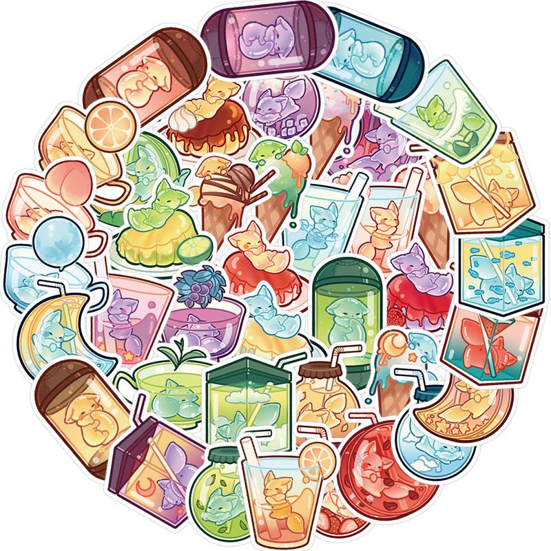 

40 шт., наклейки с изображением маленькой лисы в стеклянной бутылке, водостойкие ПВХ, чемодан для ноутбука, холодильник, скейтборд, декоративные наклейки разноцветный