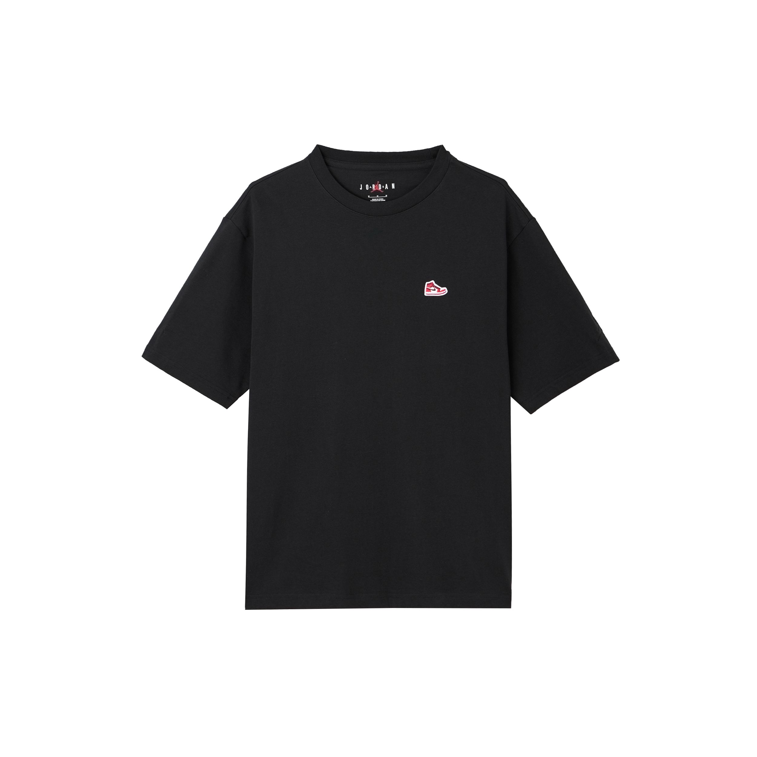 

Jordan Однотонный повседневный свитер с круглым вырезом и коротким рукавом, футболка с заниженной линией плеч, мужские топы, черный цвет FN5983-010 M