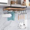 Clip-On Shelf Under Cabinet Storage Shelf with 10 Hooks 2 Towel Bars And Cutting Board Holder No-Drill Installation Mug And Utensil Hooks for Kitchen