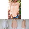 Elegant Chiffon Lace Blouse Loose Fit Pullover Long Sleeve T-shirt For Women