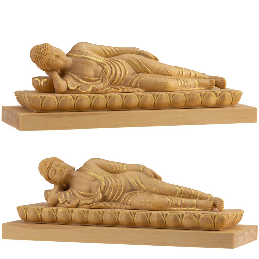 Tiny Buddha Shaka Nirvana 4cm Shaka Nyorai Buddha Wood Ornament (wood Boxwood, Gold-dust Finish) - Figure, Carving, (GSB Shakanehanzo)