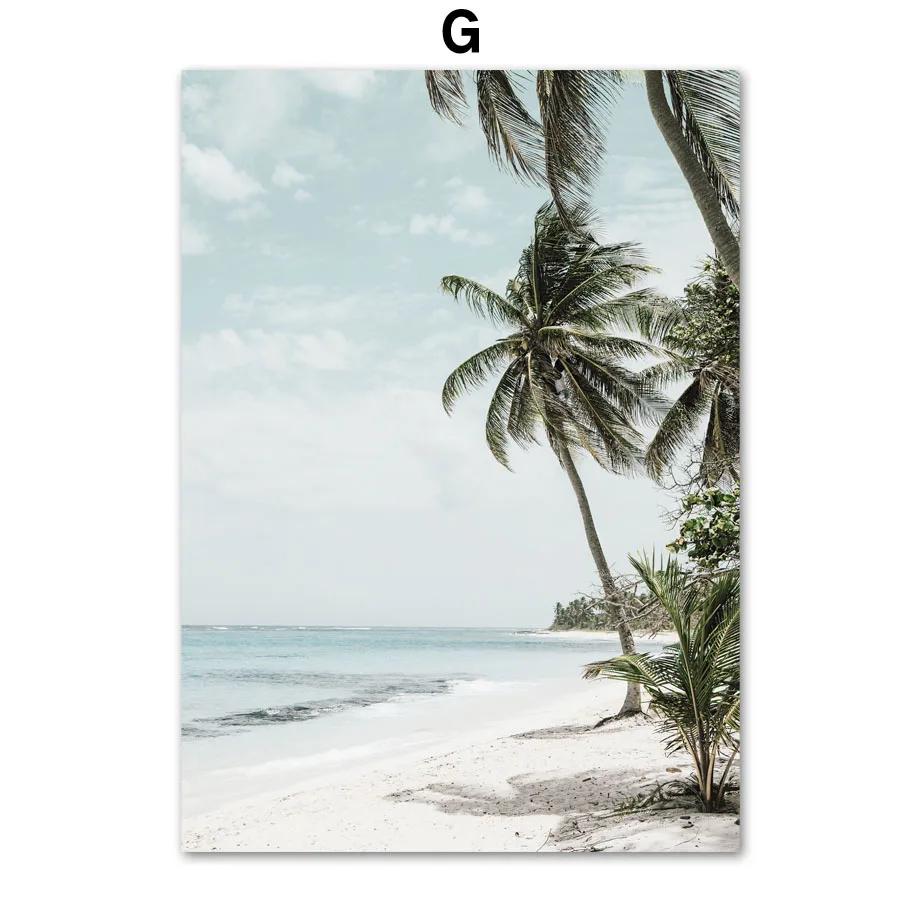 Canvas Painting Nordic Landscape Sea Beach Bike Palm Reed Sea Poster Print Wall Art Pictures For Living Room Home Decor