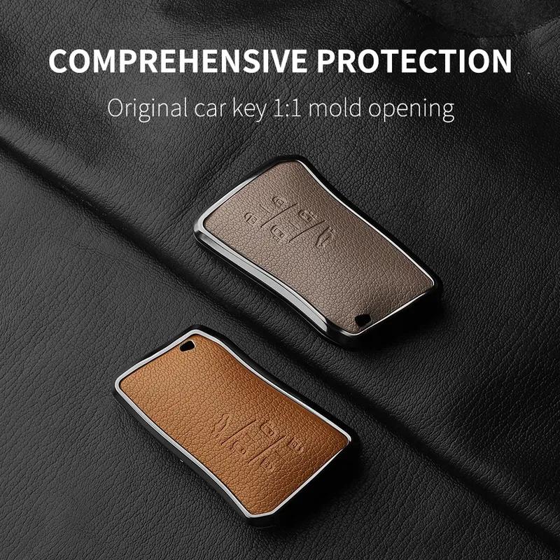 5 Button Metal and Leather Car Key Case Cover For Lexus LM350h LM500H  2024 Car Key Case Protect Fob