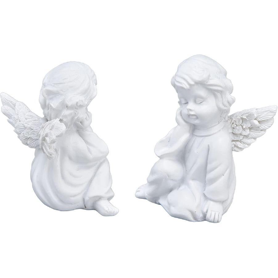 Cherub Statue Synthetic Resin Material Lovely Style White Baby Figurines for Party Decorations Decorative Sculpture Ornament Toy(Right)