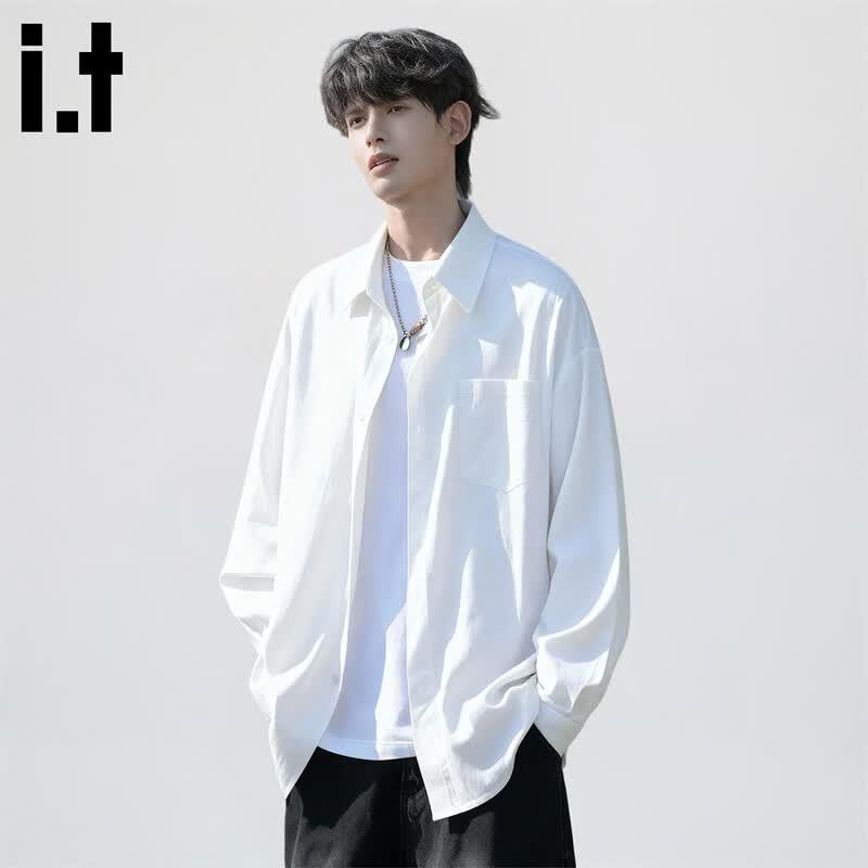 CHOCOOLATEit Men s Japanese Style Solid Long Sleeve Shirt 2XL