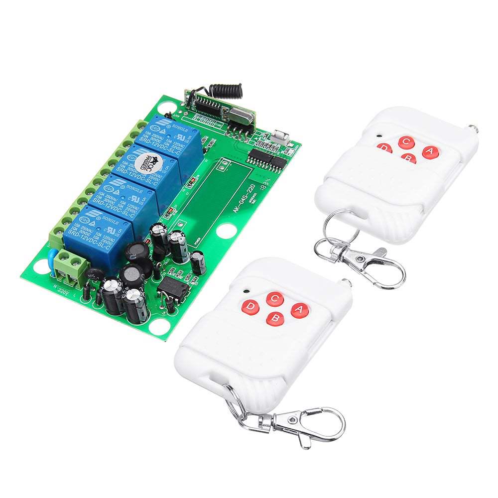 220V Intelligent Wireless 4-Way Remote Control Switch Set -
