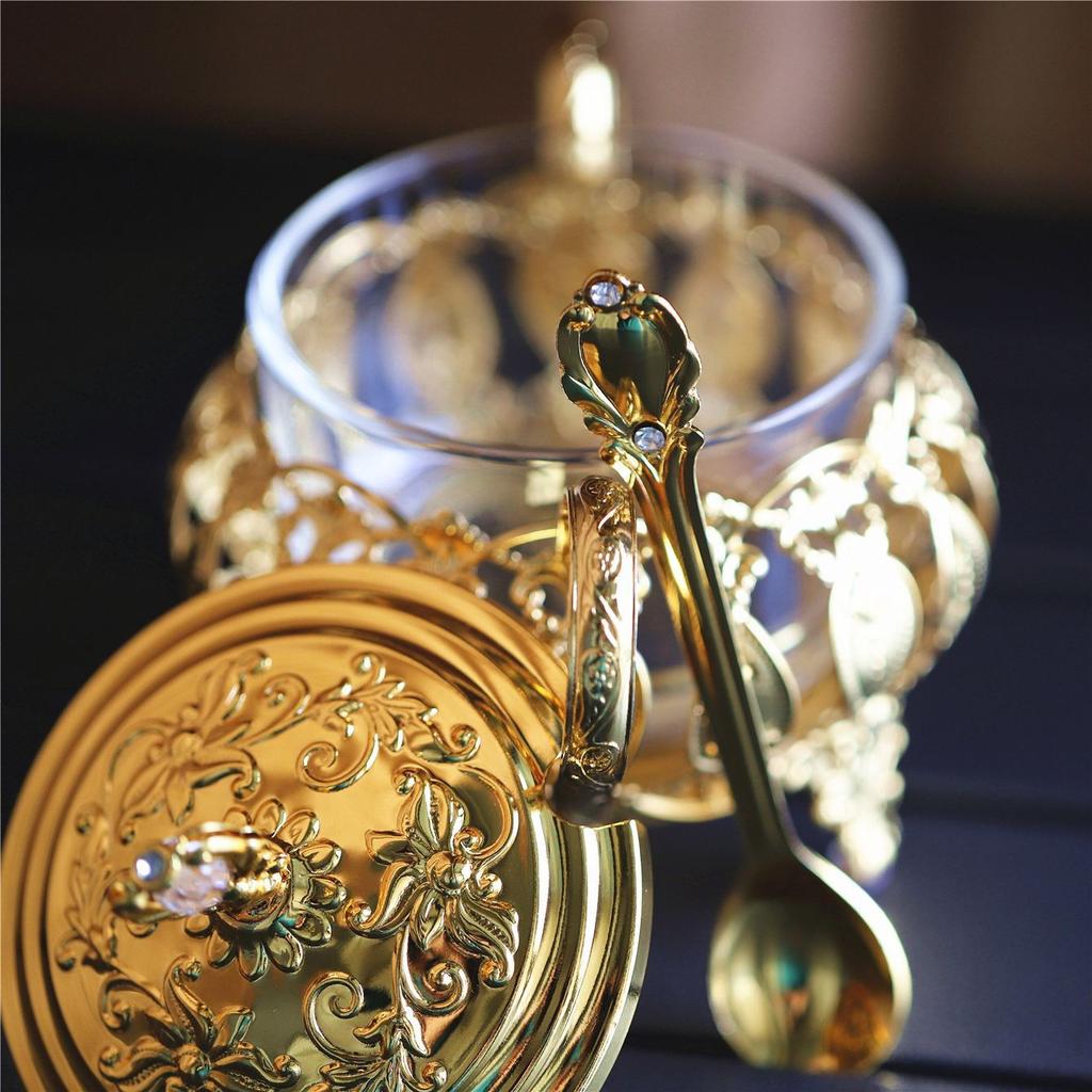 European Style Seasoning Jar,Alloy With Lid Hollowed-Out Sugar Container Salt Organizer,Coffee Beans Jar,Kitchen Decorative
