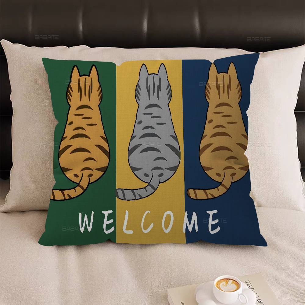 Kawaii Anime Katt Söt Dekorativ Rum Estetik Kuddfodral Heminredning Sovrum Soffa Säng Soffa Kuddfodral 45x45