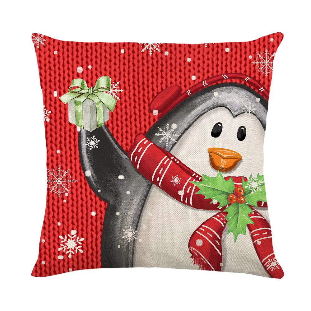 Weihnachts-Kissenbezug Polyester Weihnachts-Schneemann-Druck Heim-Kissenbezug Wohnzimmer Sofa Kissenbezug