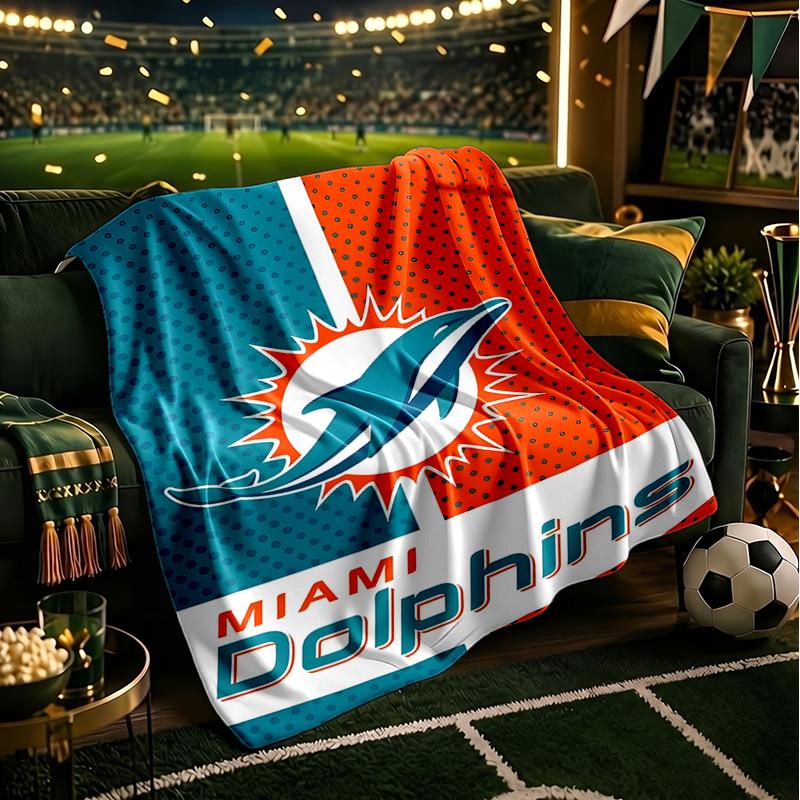 Dolphins Team Blanket Lightweight Flannel Bedding Blanket Perfect for Travel, Camping, Living Rooms, Offices, Sofas, Fan Christmas gift
