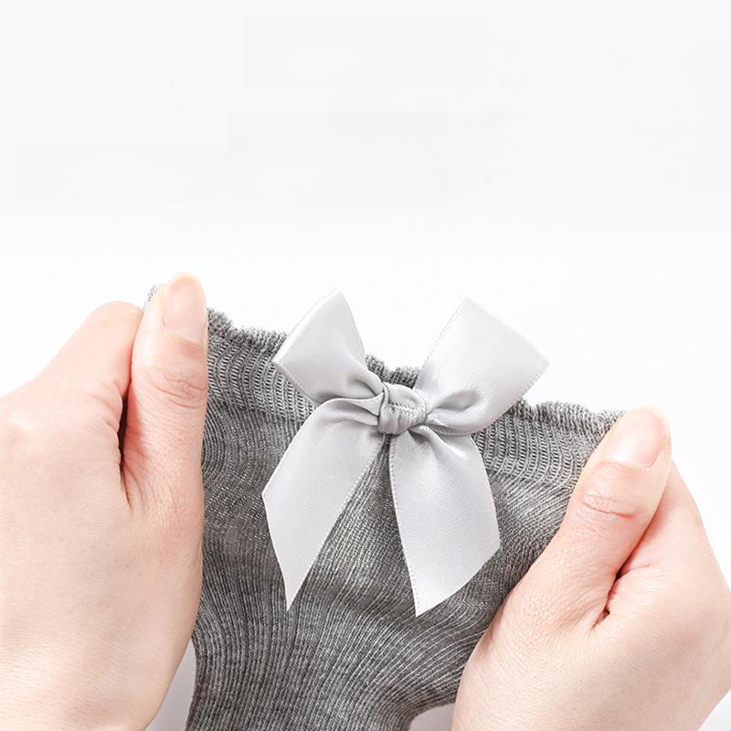 Spanish Pink Knee-High Baby Socks with Large Bow for Girls