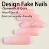 24-Piece Gradient Long Coffin Nail Set with Flower, Rhinestone, Butterfly, and Pearl Designs