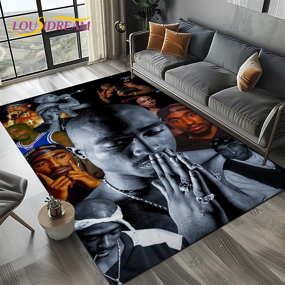 Rapper Eminem Tupac 2pac Hip-Hop Rap God Carpet Rug for Living Room Bedroom Home Sofa Decoration,Area Rug Non-slip Floor Mat