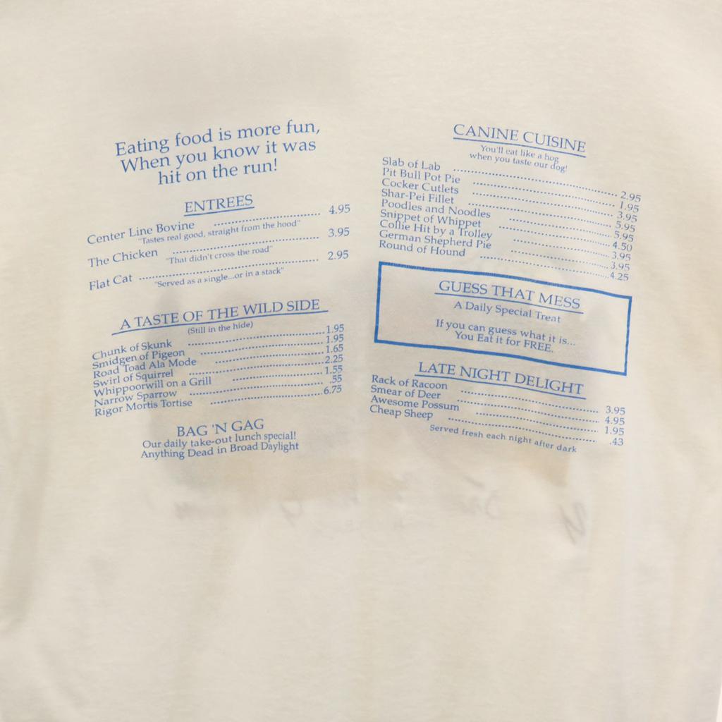 OLD 90s Roadkill Cafe Short sleeve T-shirt white Single stitch Men's Used