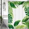 Green Glistening Leaf Shower Curtain, Bathroom Decorative Shower Curtain, Waterproof Shower Curtain with Hooks