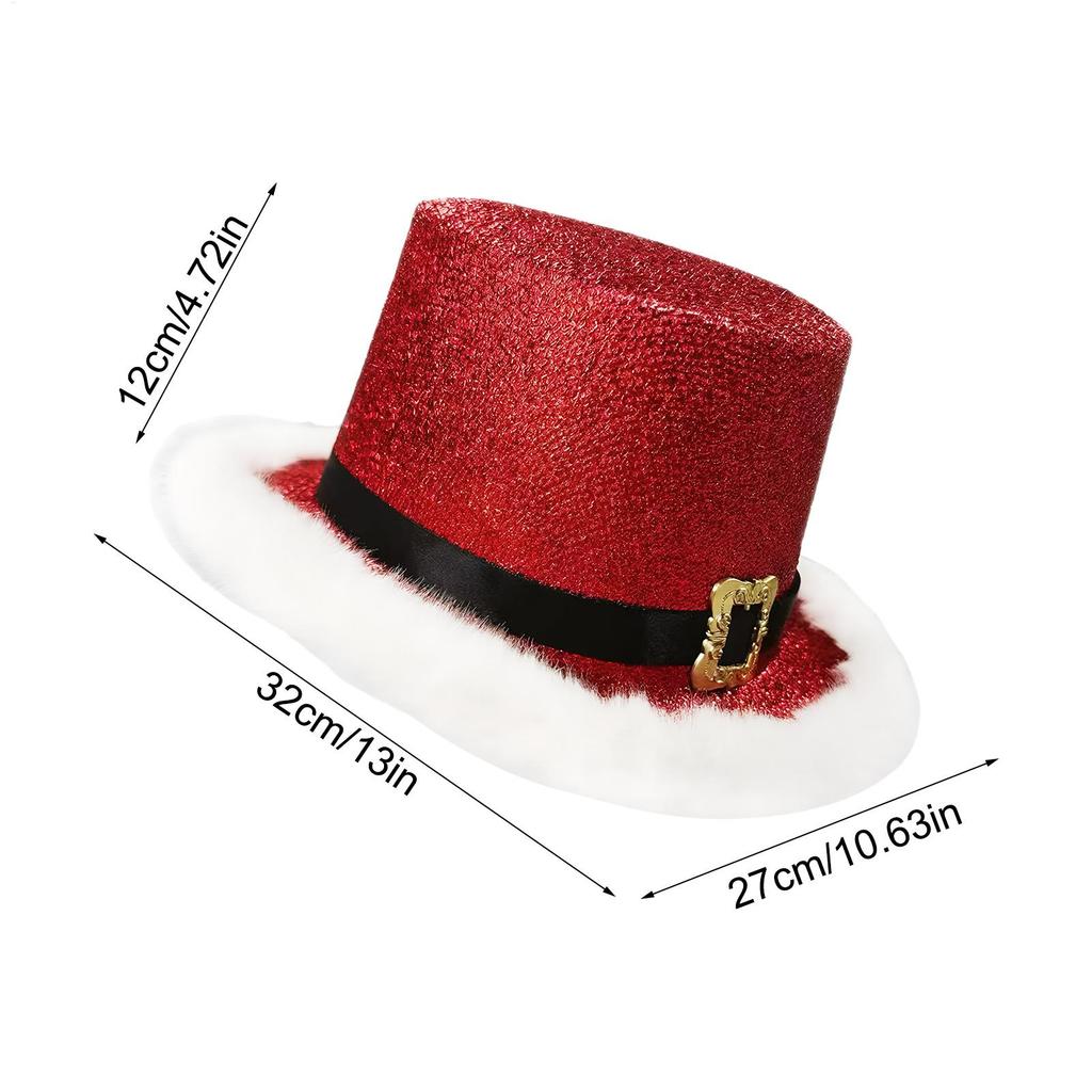 Christmas Party Top Hat Comfortable Festive Cosplay Red Green Top Hat with White Brim for Adults Men Women Stage Performance