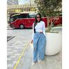 VIONA Women Wide Leg Pants Jeans Washed High Waist Folds Distressed Denims Spring Vintage Female Trousers Streetwear Floor Length